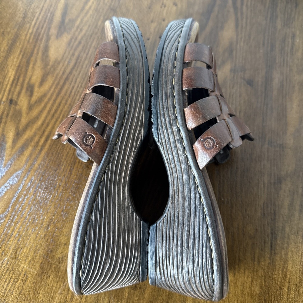 Born LOLO Slide Sandals Brown Distressed Leather Slip-on B89426 US Size 7 EUC - Picture 6 of 8